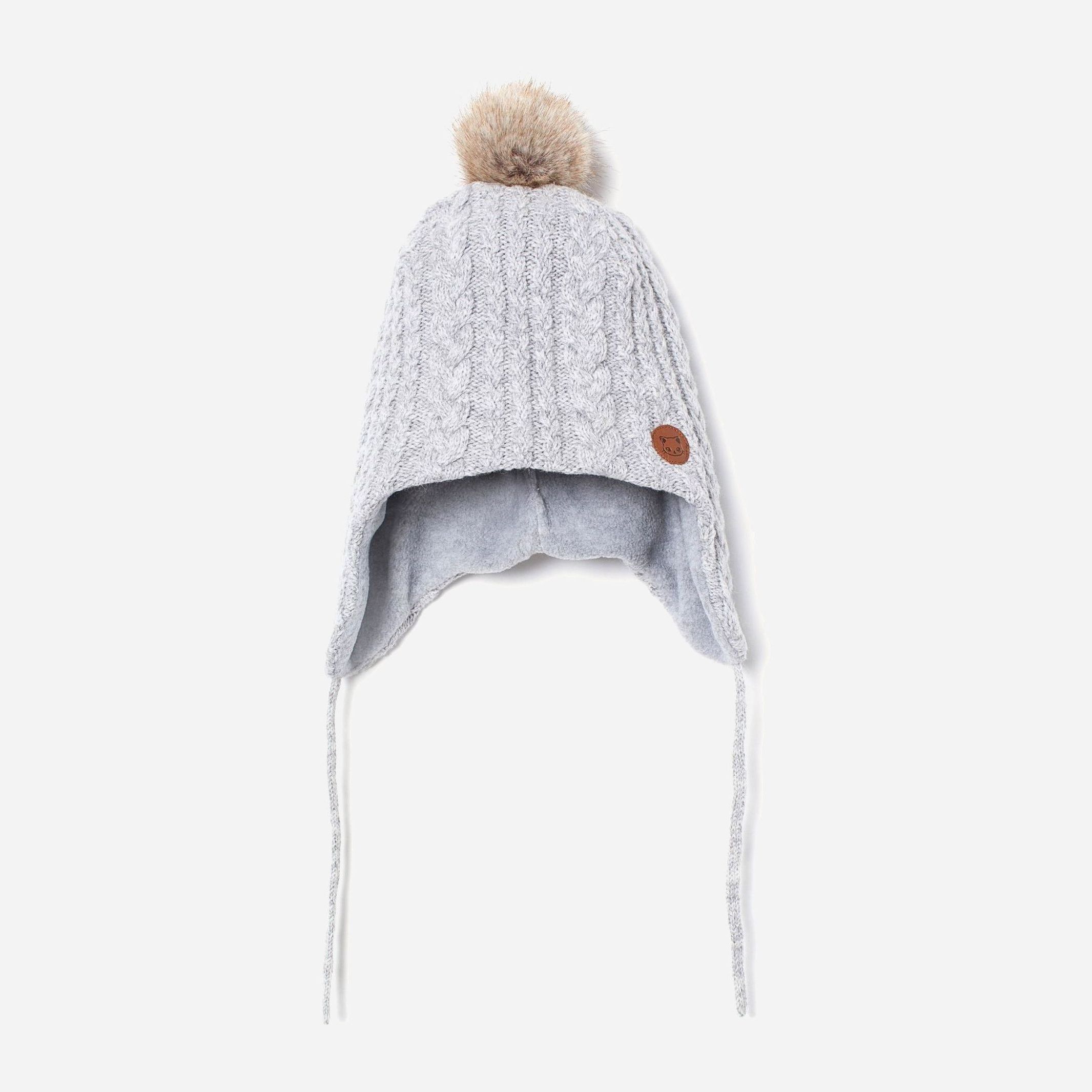 

Зимняя шапка с завязками H&M 1708-9222662 50 см Светло-серая