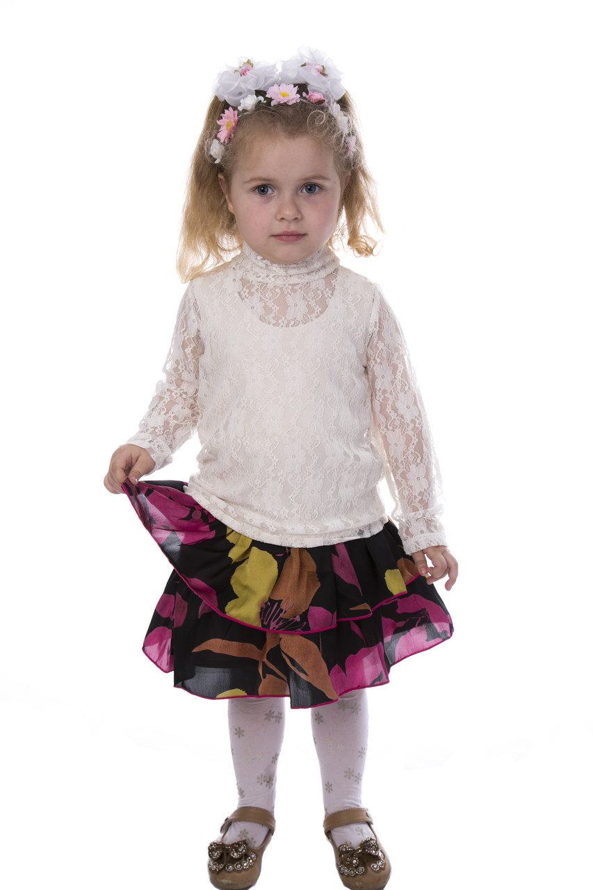 

Юбка детская ДАЙС атлас в цветочки бордовая 00400006 рост 116