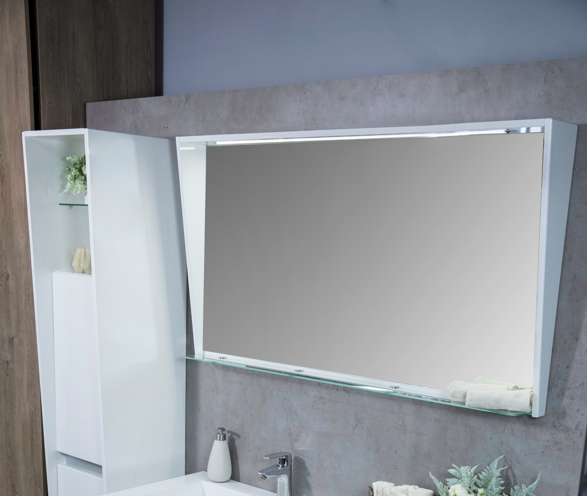

Зеркало Fancy Marble MC-Cyprus в рамке белой с подсветкой 125х70 см