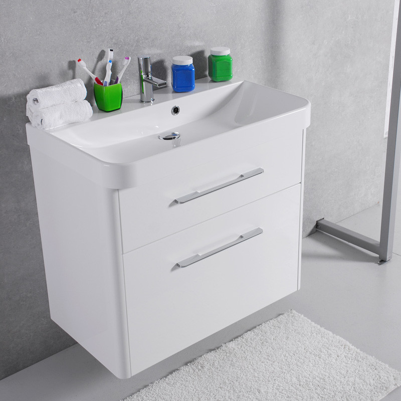 

Тумба Fancy Marble Devon подвесная белая с умывальником Carla 80 см