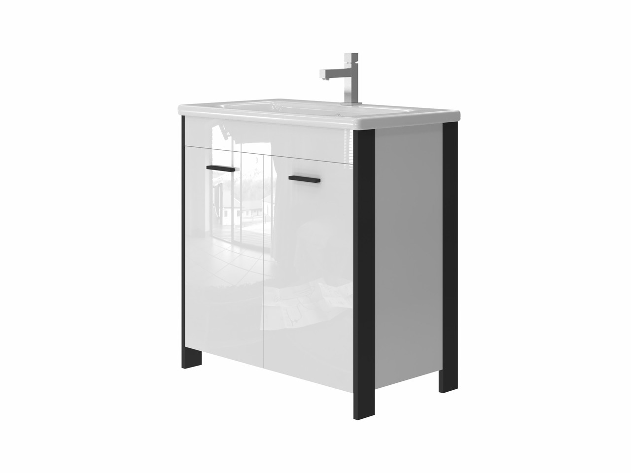 

Тумба JUVENTA Brooklyn Br-80 черная с умывальником Soft-80