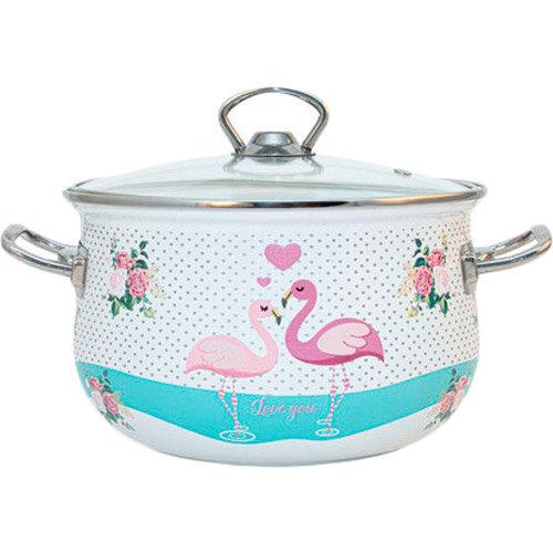 

Кастрюля эмалированная Infinity Love Flamingo SD-1377-6625845 2.1 л 16 см