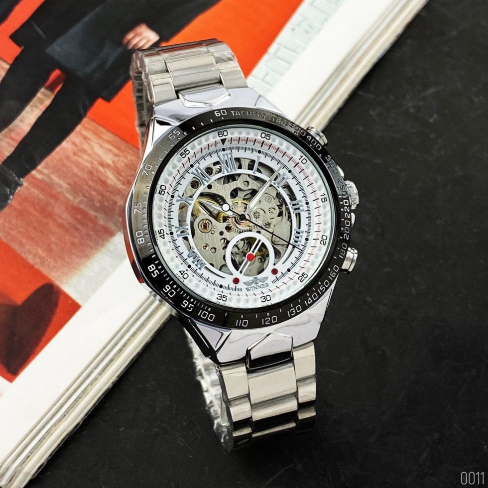 

Мужские наручные часы Winner 8067 Silver-Black-White Red Cristal