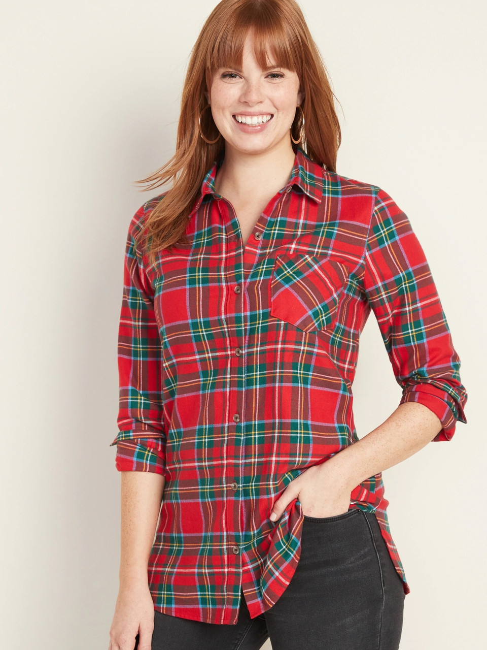 

Женская фланелевая рубашка в клетку Old Navy art524423 (Красный, размер XS)