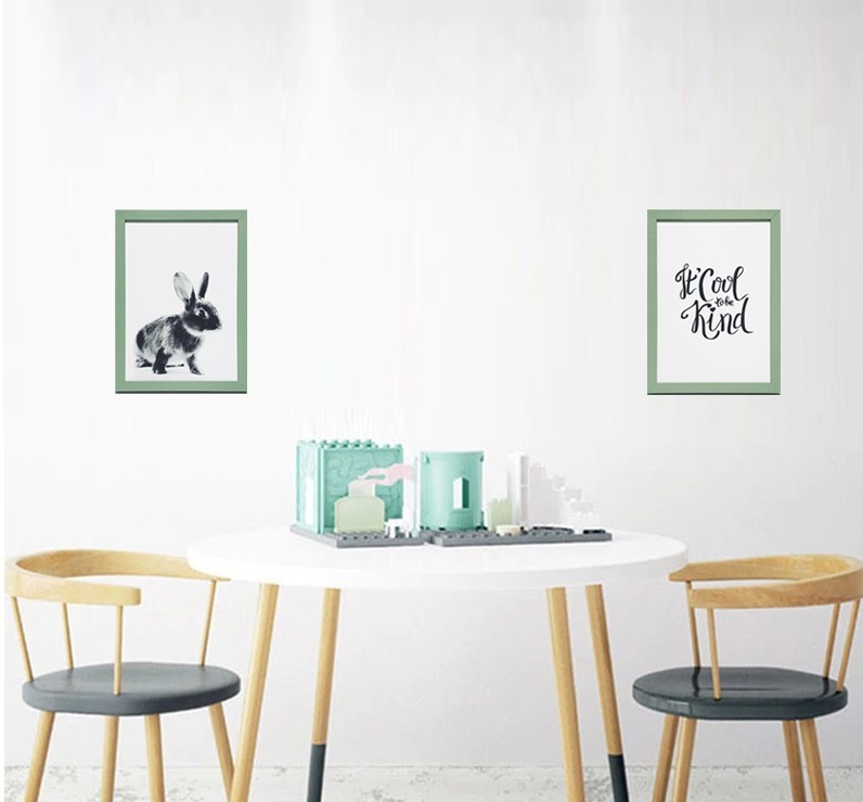 

2 Постера Kind и Заяц 250х350мм в деревянных рамах зеленого цвета Frames Posters Decor