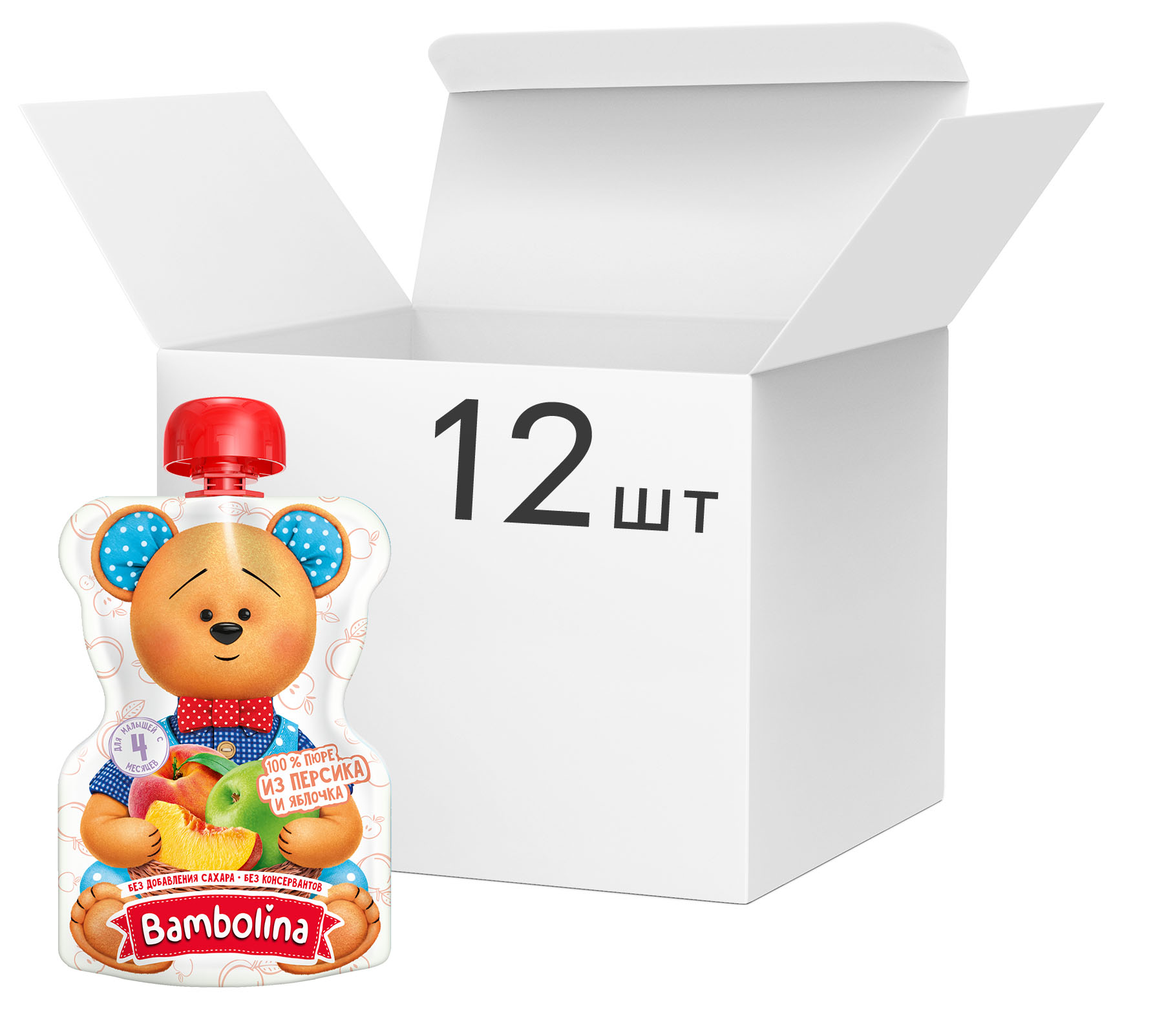 

Упаковка пюре Bambolina Яблоко-персик 90 г х 12 шт (4813538007238)