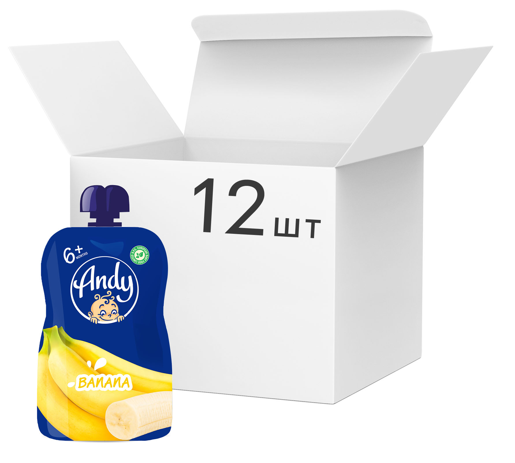 

Упаковка пюре Andy Банан с 6 месяцев 90 г х 12 шт (4813163003452)
