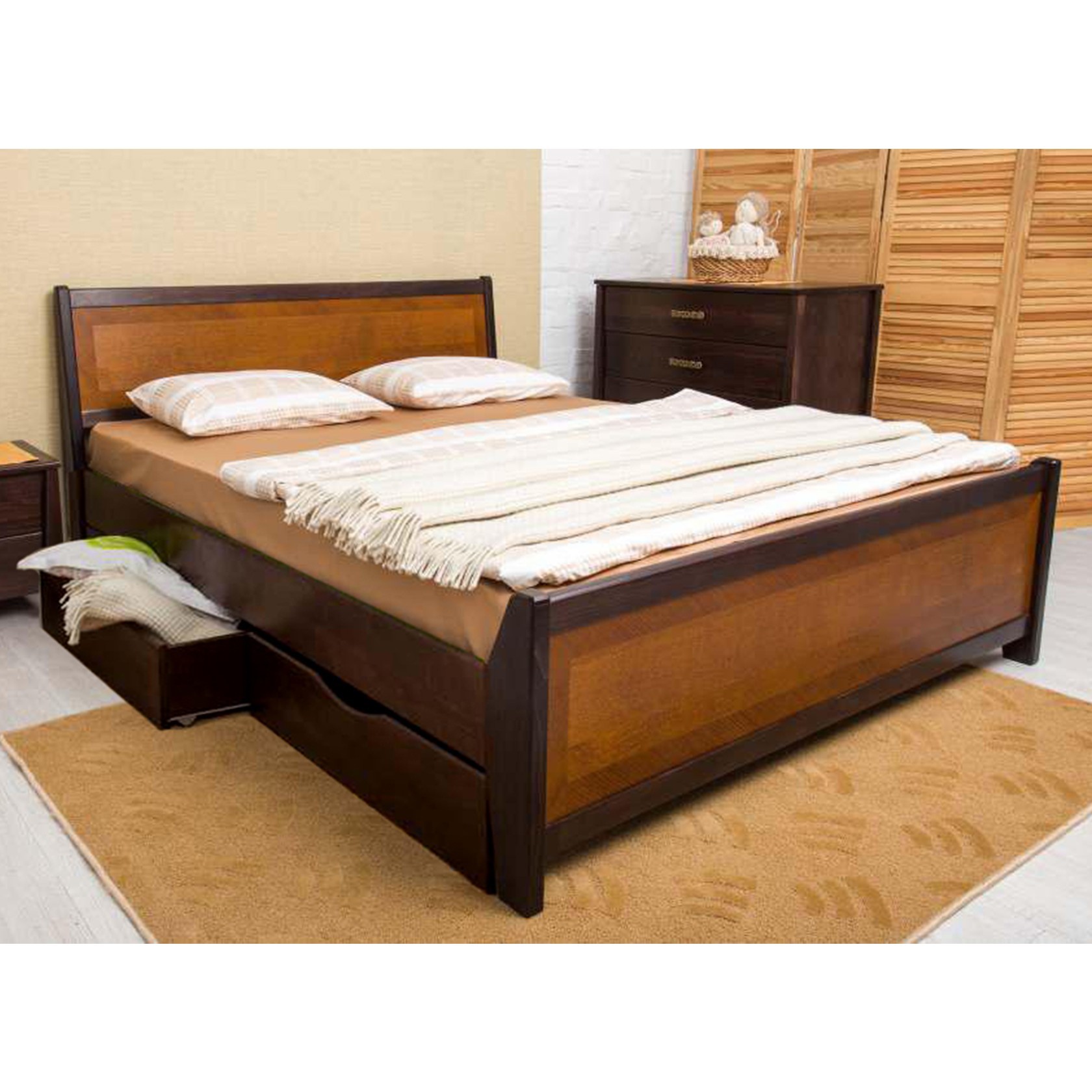 

Кровать Сити с интарсией и ящиками (Олимп) Венге 180х200 см 121121_04