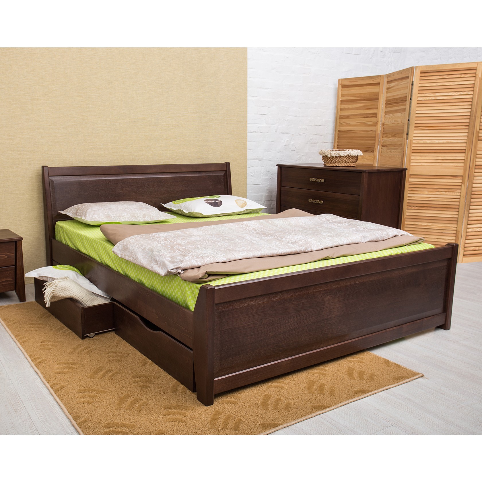 

Кровать Сити с филенкой и ящиками (Олимп) Орех 180х200 см 121122_04