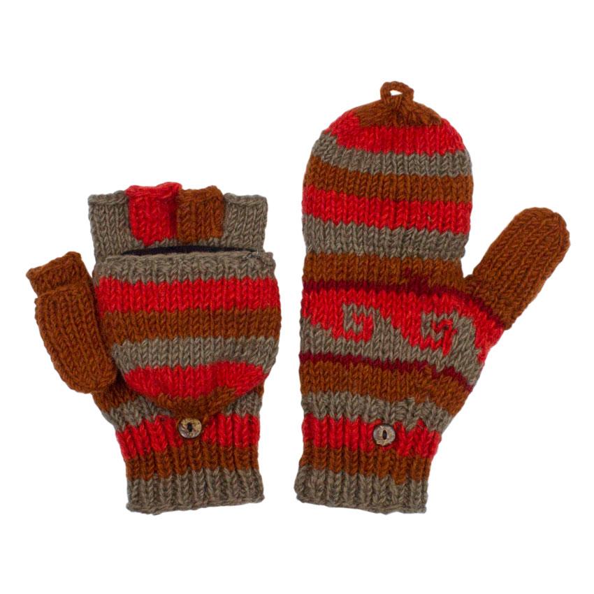 

Варежки Перчатки Хата Kathmandu Ручная работа 100% шерсть яка Размер М Терракотовый №1 (24823 )