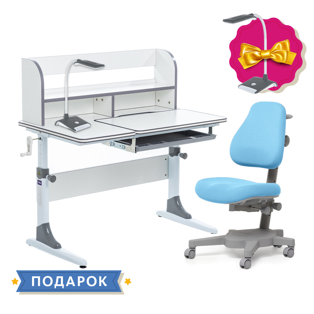 

Комплект для школьника растущая парта Cubby Nerine Grey + ортопедическое кресло Cubby Solidago Blue