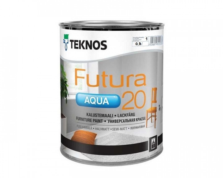 

Краска Teknos FUTURA AQUA 20 ( Текнос ФУТУРА АКВА 20 ) 0.9 л полуматовая, водоразбавляемая, для дерева и металла