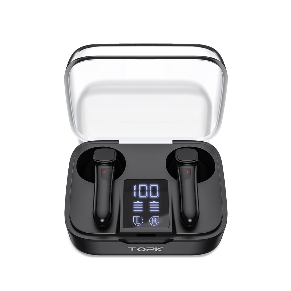 

Беспроводные сенсорные наушники с микрофоном bluetooth наушники в кейсе Bluetooth TOPK T20 Черный