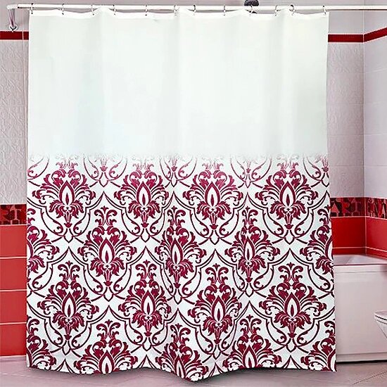 

Штора в ванную текстильная 180x200 см Алина бордо код 546 Dogus banyo