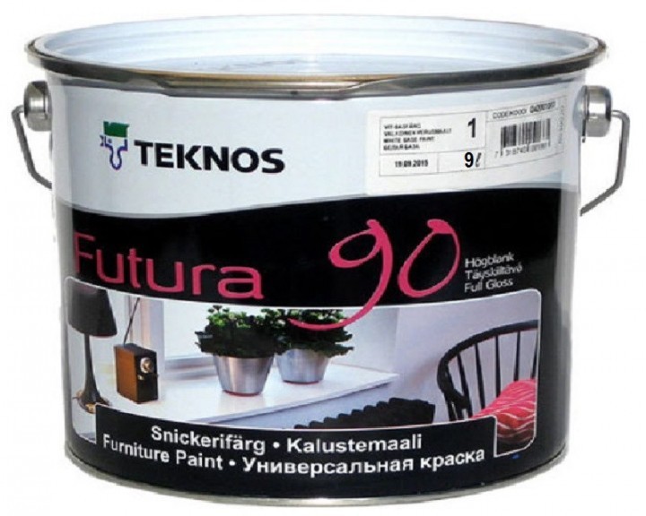 

Краска Teknos FUTURA 90 ( Текнос ФУТУРА 90 ) 9 л высокоглянцевая, тиксотропная, уретано-алкидная, для дерева и металла, внутри и снаружи