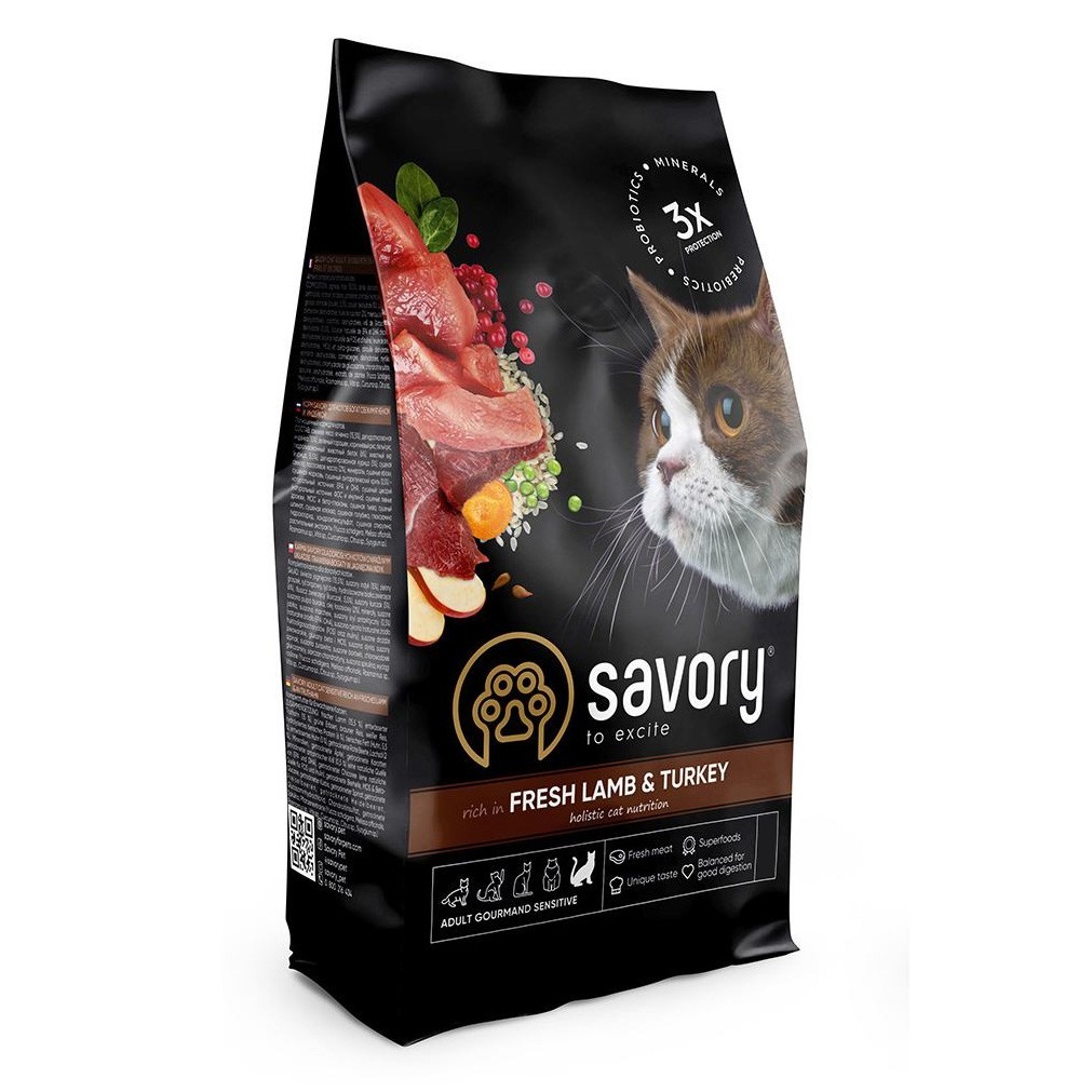 

Сухой корм для кошек с чувствительным пищеварением Savory Sensitive Digestion Fresh Lamb & Turkey со свежим мясом ягненка и индейки 2 кг