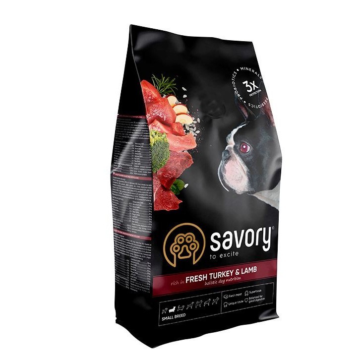 

Сухой корм для собак малых пород Savory Small Breeds Adult Fresh Turkey & Lamb со свежим мясом индейки и ягненка 1 кг