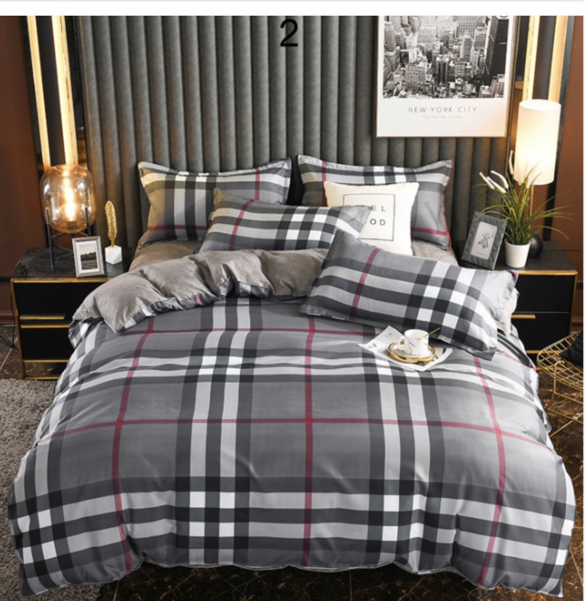 

Комплект постельного белья Серая клетка Burberry Dreamy Евро