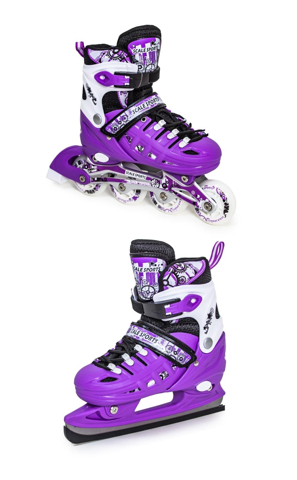 

Детские раздвижные роликовые коньки Scale Sport Original 2 в 1 ролики + коньки размер 34-37 Фиолетовые 1591179835-M