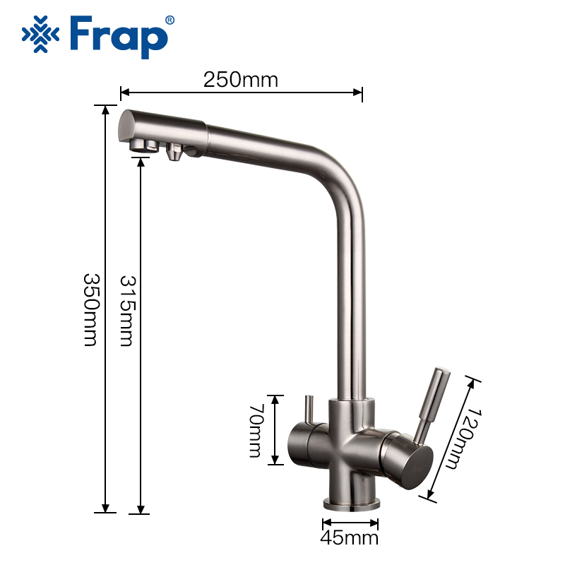 

Смеситель для кухни на две воды Frap H52 F4352-5 сатин