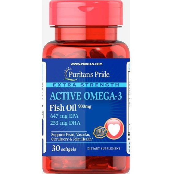 

Витамины Puritan's Pride Extra Strength Active Omega-3 Fish Oil 30 капсул (4384301471)