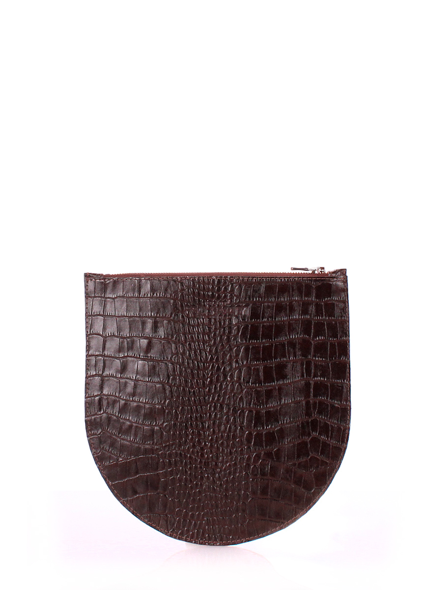 

Косметичка-клатч кожаная Poolparty Croco Brown