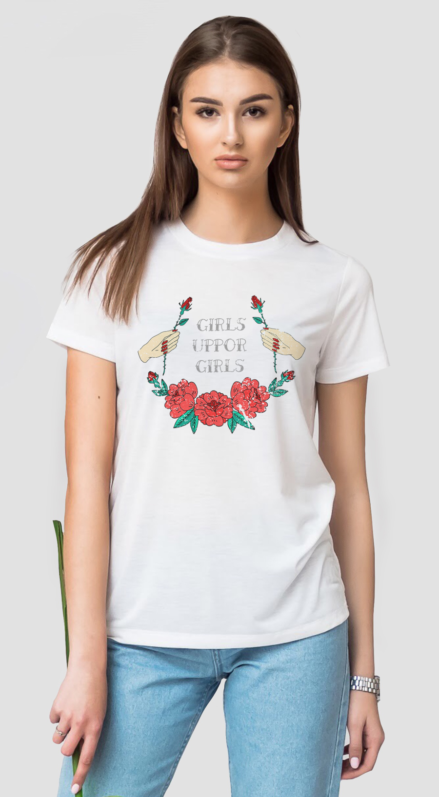 

Футболка с модным принтом 5098-W-WH XXL Белый