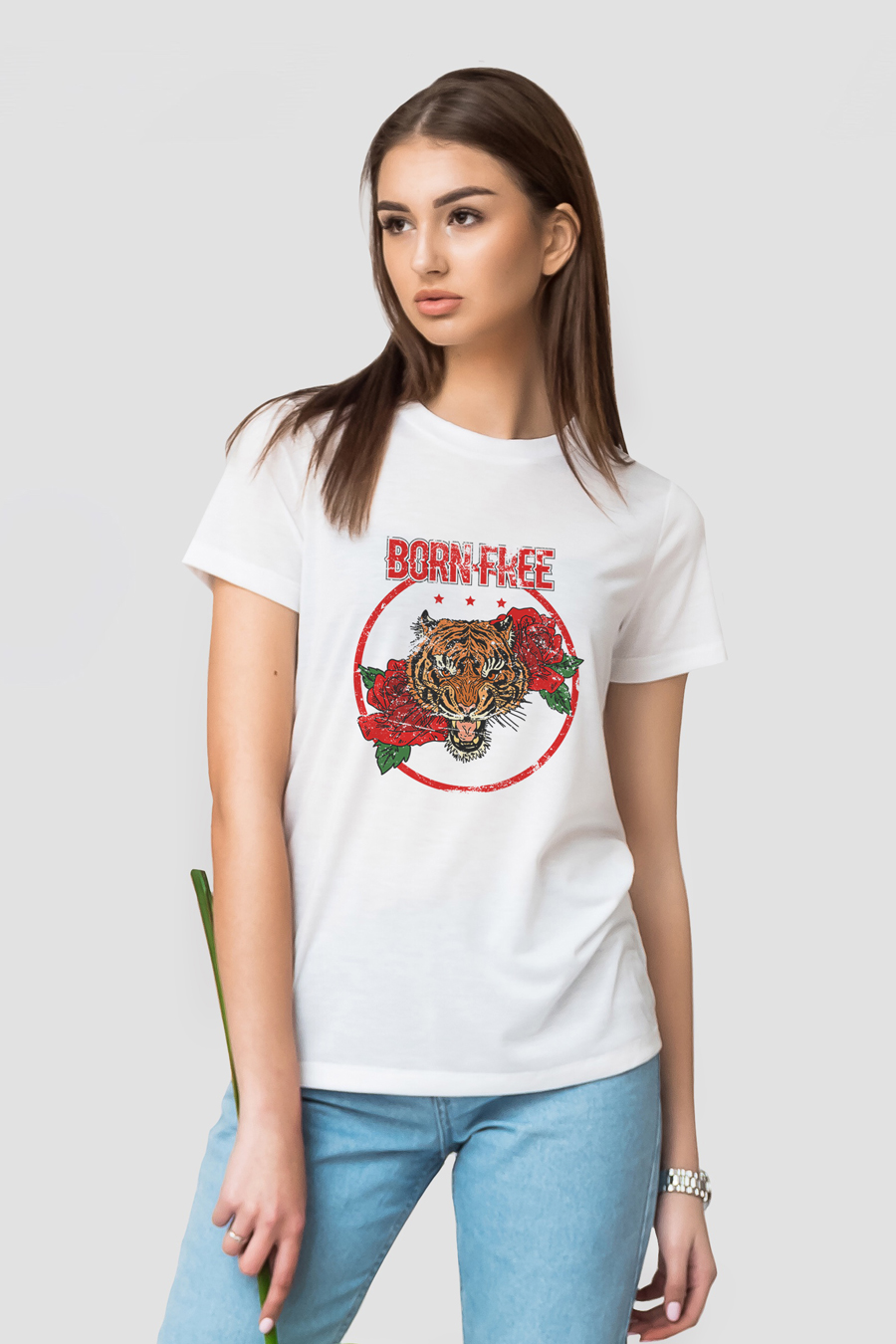 

Футболка с модным принтом 5065-W-WH XXL Белый