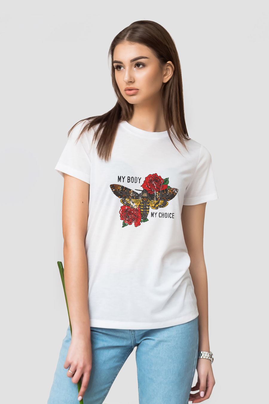 

Футболка с модным принтом 5069-W-WH  Белый, Футболка с модным принтом 5069-W-WH S Белый