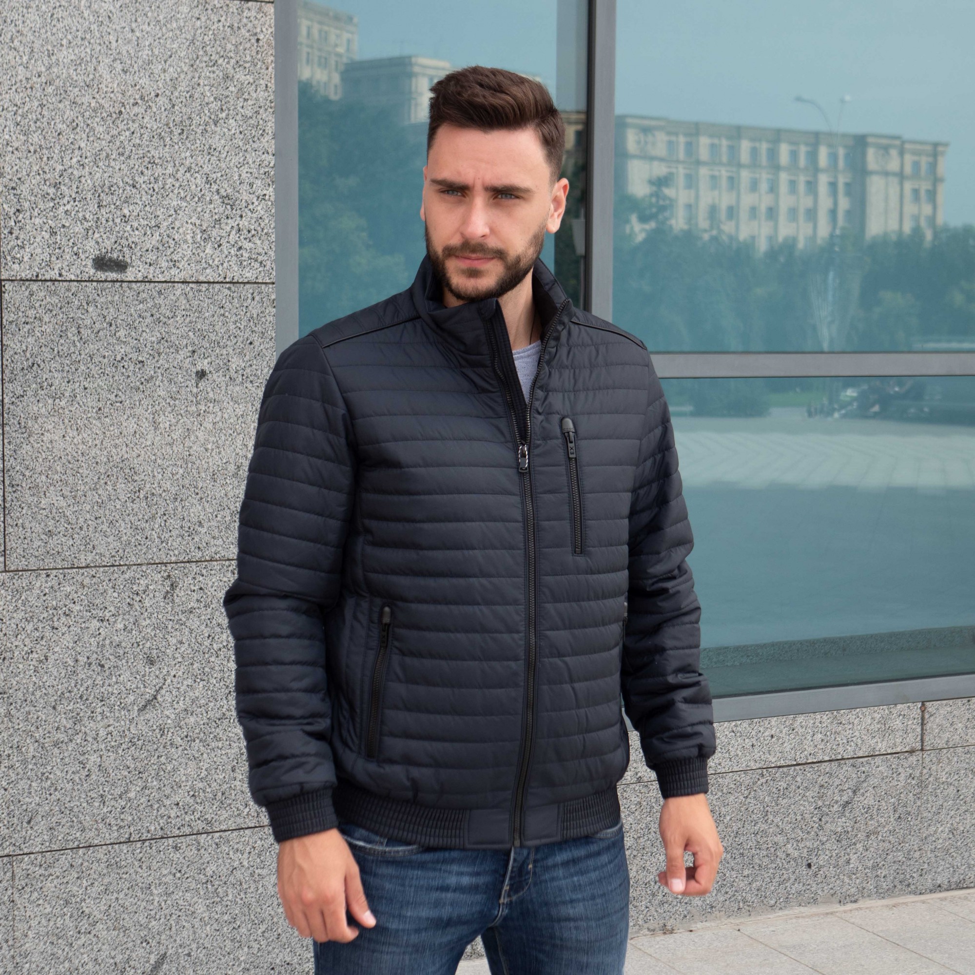 Мужская куртка осень-весна большого размера UF-Fashion 39 - дв 48 темно ...