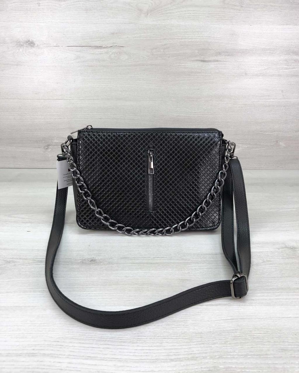 

Стильная сумка-клатч Tina со вставкой черный лак