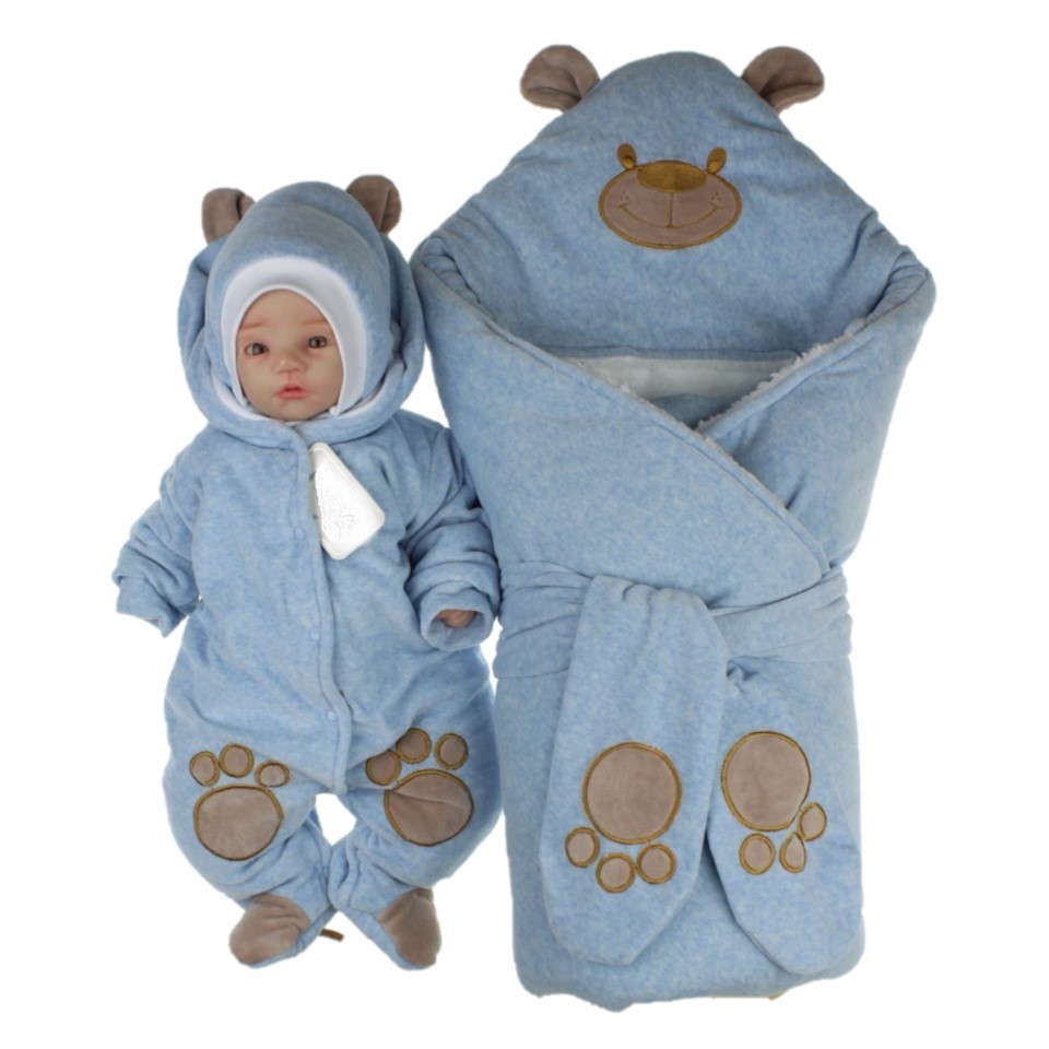 

Зимний комплект на выписку новорожденному LARI Pandochka 85х85 см Голубой меланж р.56