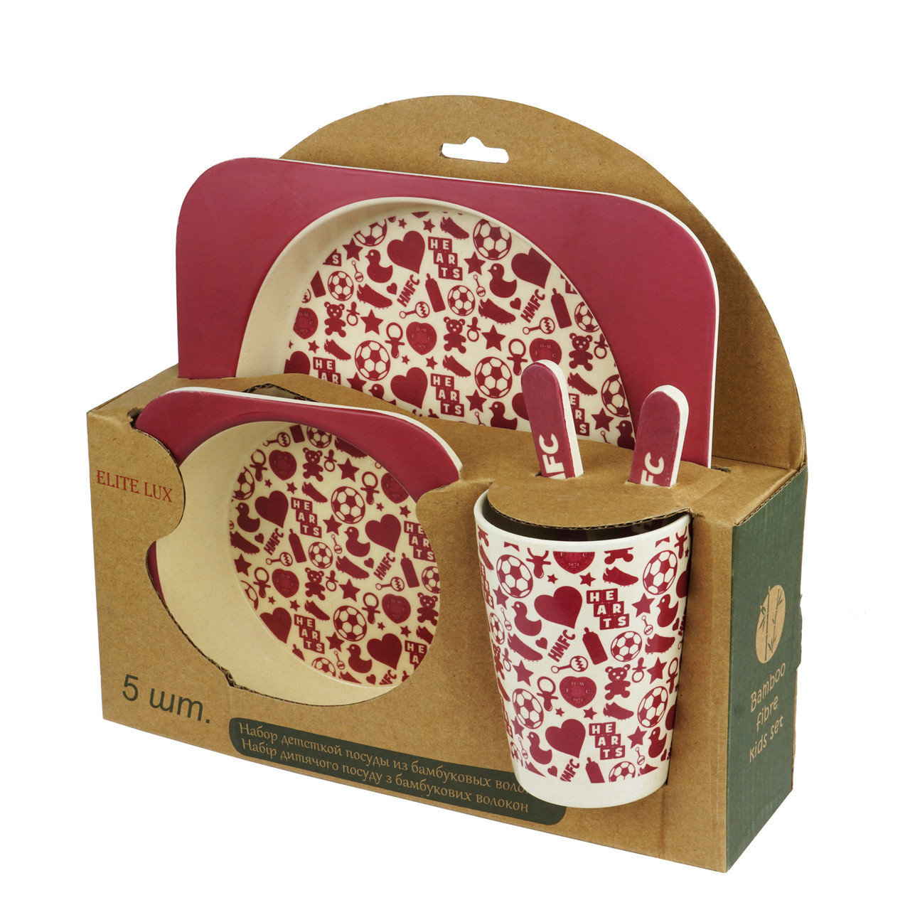 

Набор детской бамбуковой посуды Elite lux Сердца 5 предметов (H0053-0002)