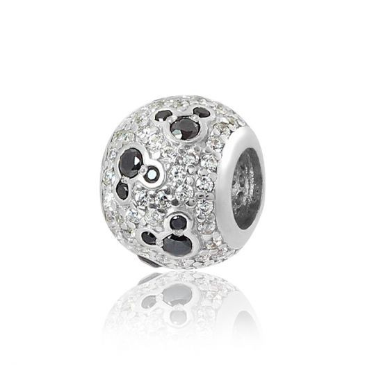 

Серебряный шарм с черно-белыми камнями Микки 39035