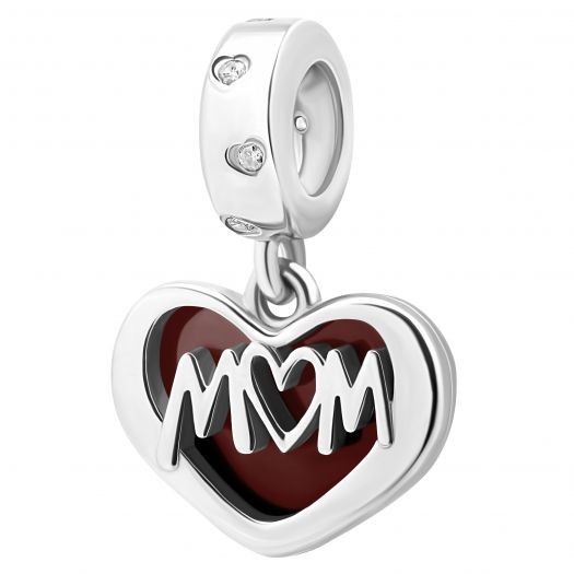 

Cеребряный шарм с эмалью Mom 30151экр Красный