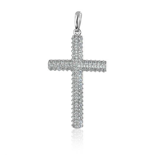 

Серебряный крестик с камнями Святая Моника 30290 Белый