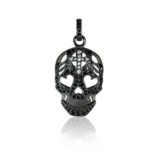 

Серебрянная подвеска с черными камнями Череп 30230чрч Черный