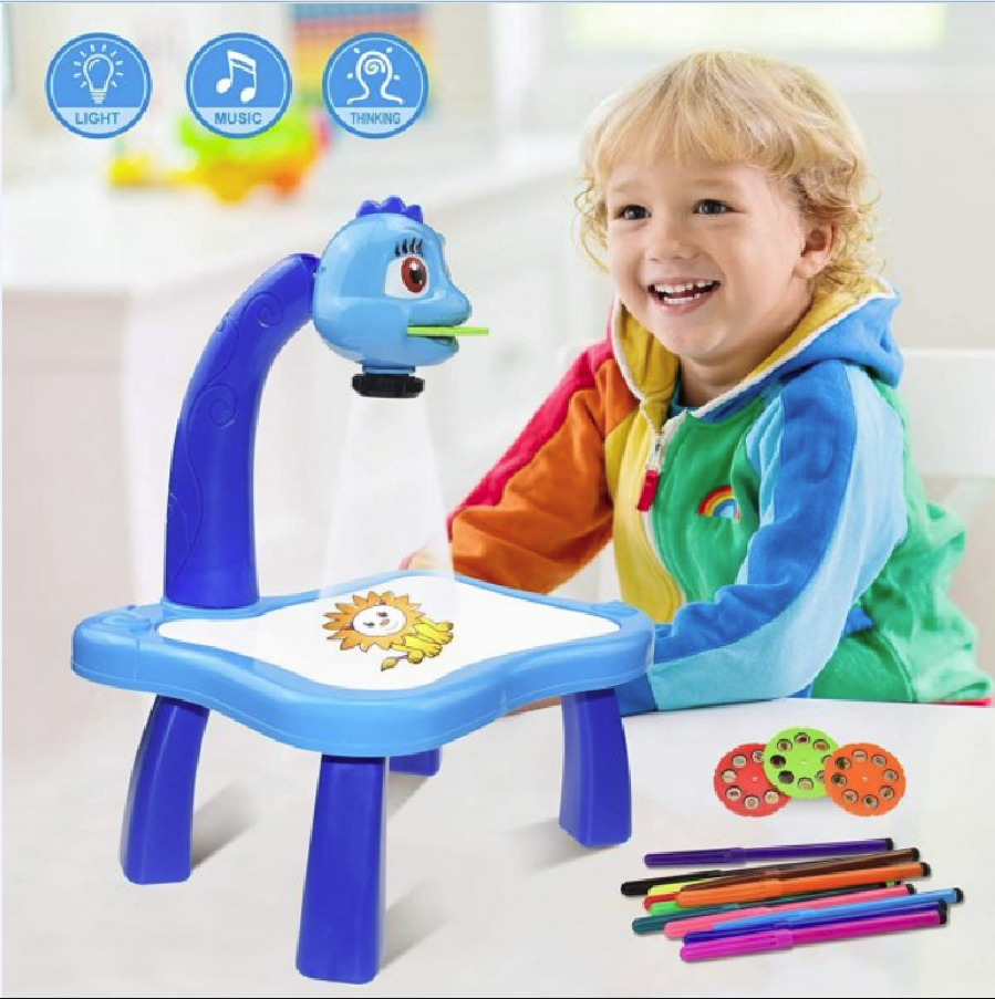 

Детский столик для Рисования Art Kit Blue с Проектором и Слайдами Маркеры на водной основе Музыкальный Режим