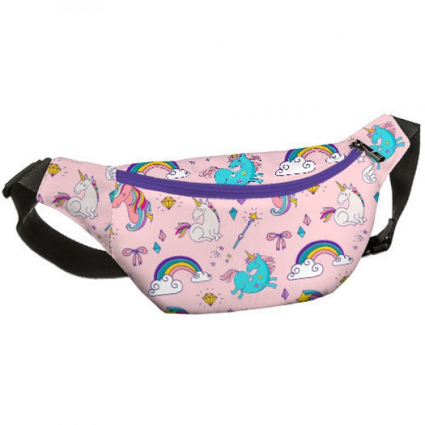 

Сумка на пояс (бананка) с принтом Единороги и Радуга BUMBAG бананка сумка на пояс с сумочной ткани розовая универсальная бананка в стиле unisex
