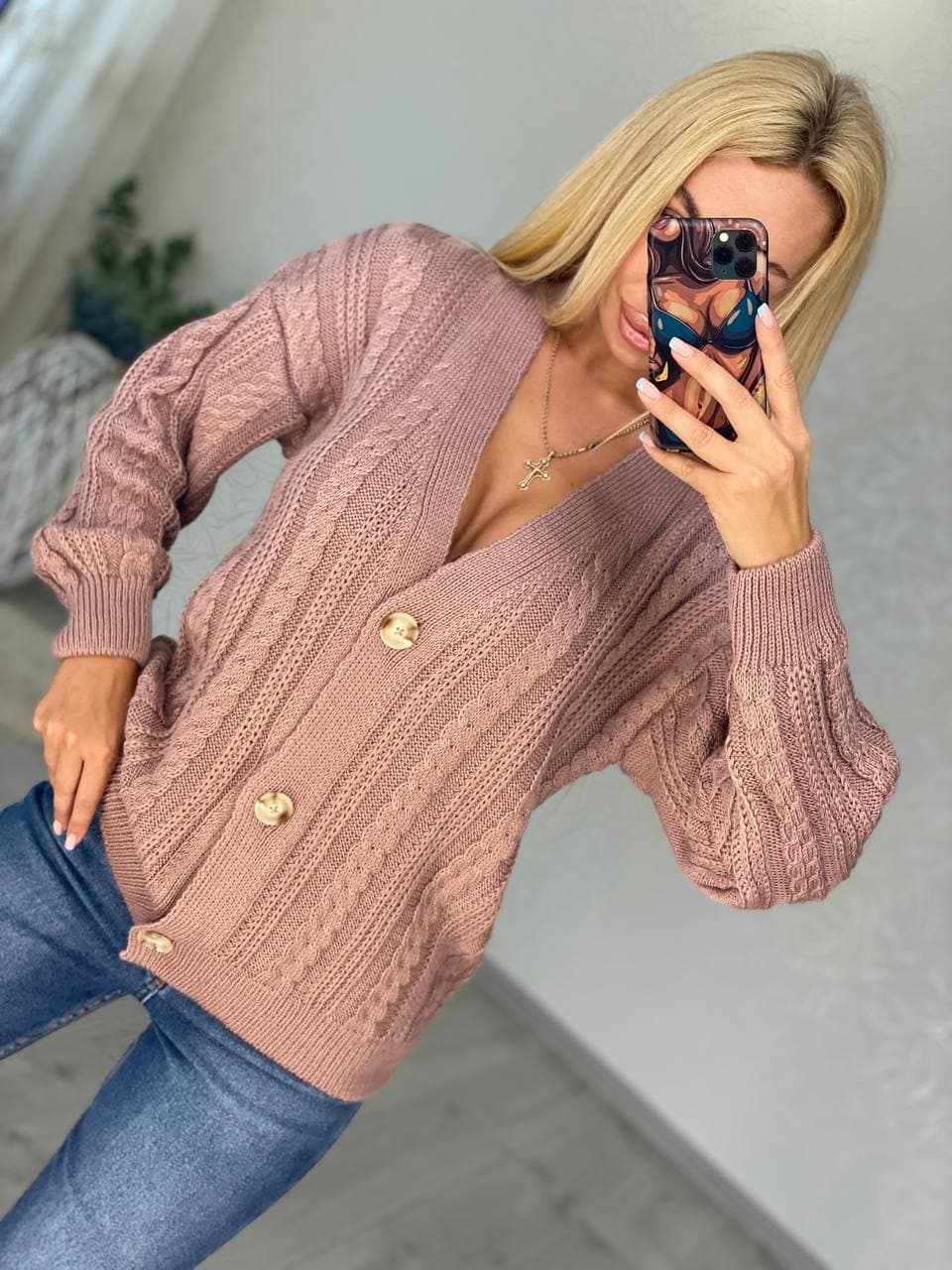 

Fashions • Женская кофта Памела Fashions 42-48 пудра (098-нс)