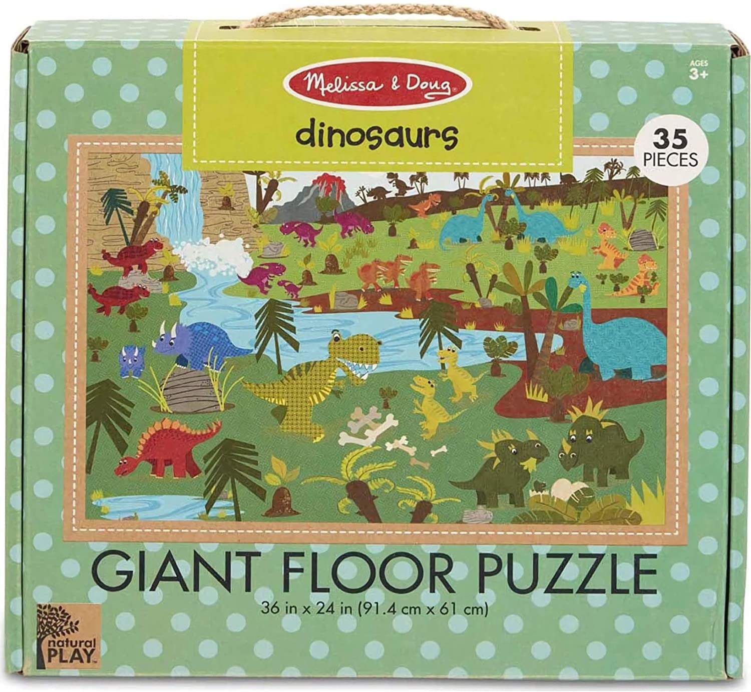 

Гигантская головоломка-пазл Natural Play Giant Floor Puzzle: Dinosaurs (35 Pieces) Динозавры 35 элементов Melissa & Doug MD31370