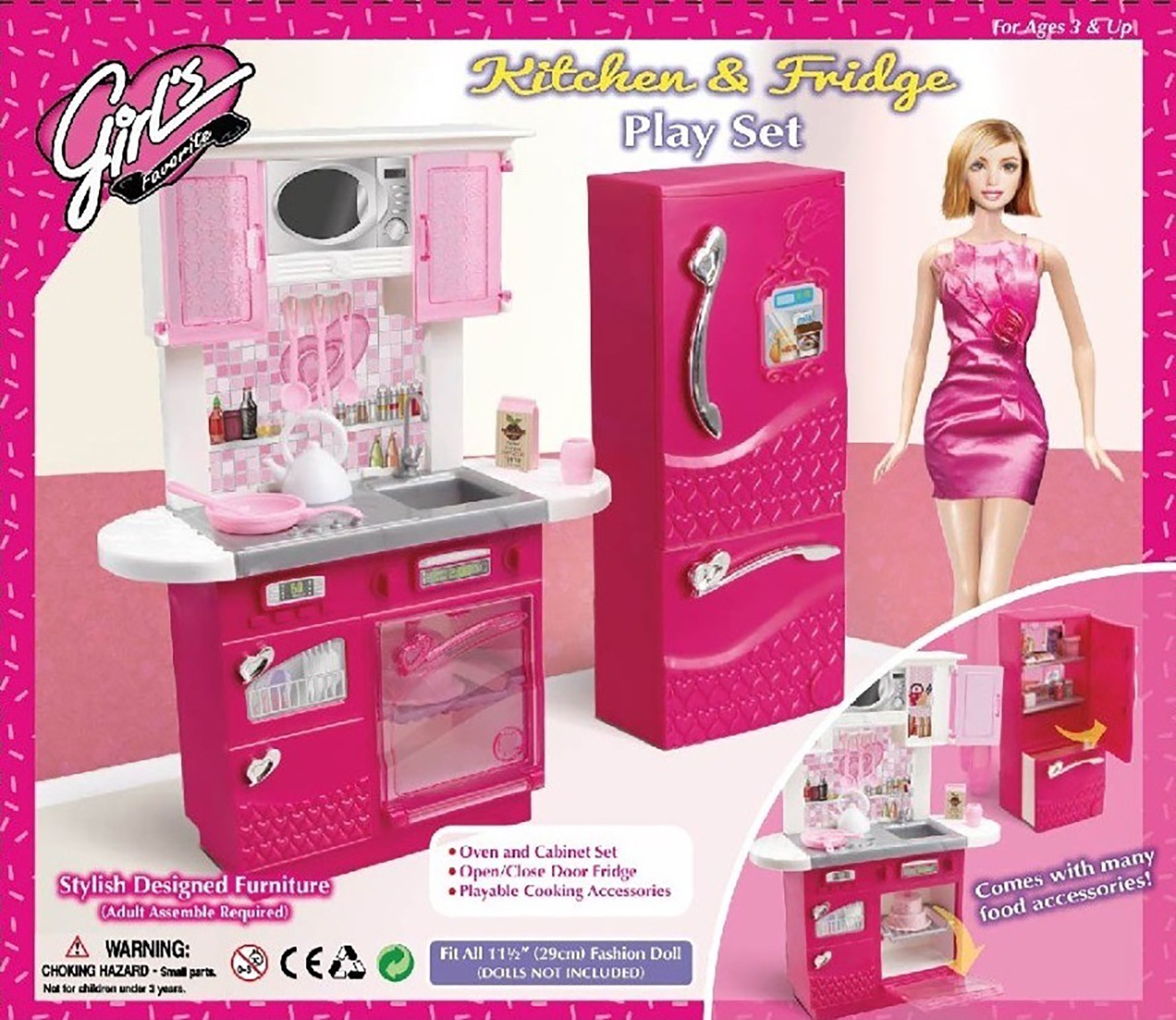 

Мебель для кукол Girl's 3016 кухня з холодильником