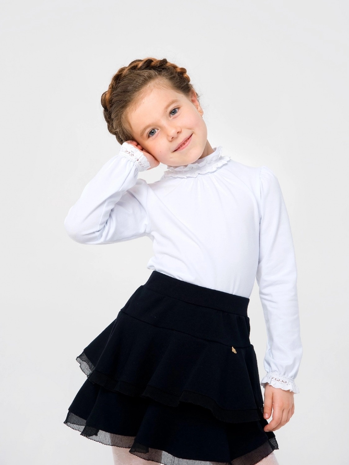 

Блуза з мереживною горловиною білий H&M 140 Білий