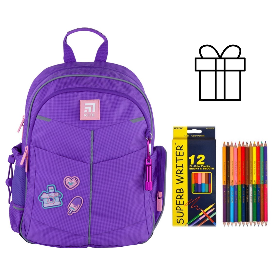 

Коллекция 2021! Рюкзак школьный Kite Education Insta-girl K21-771S-4 + набор двухсторонних карандашей Marco Superb Writer 24 цвета в подарок