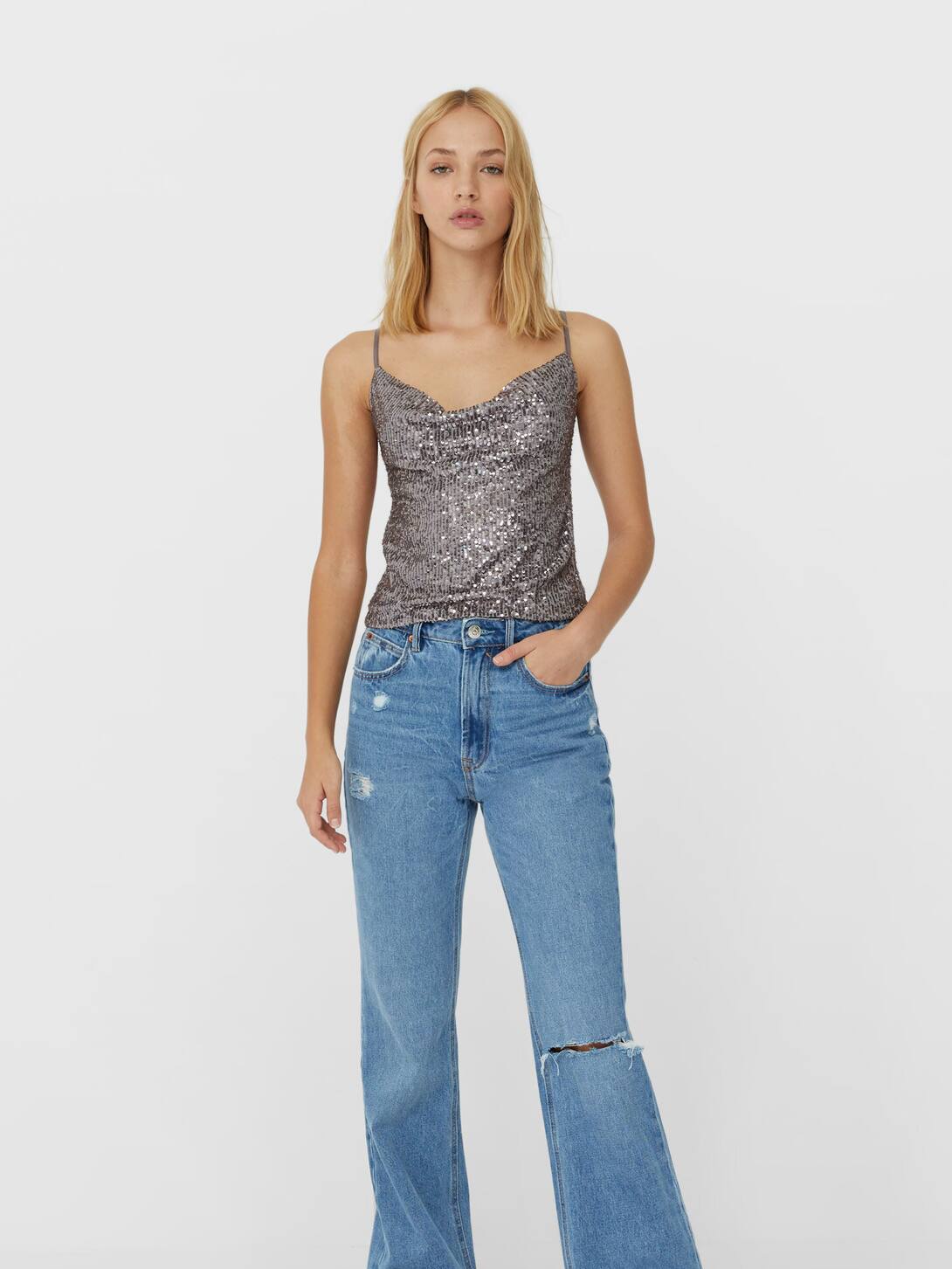 

Топ Stradivarius 06616733201 S Серый