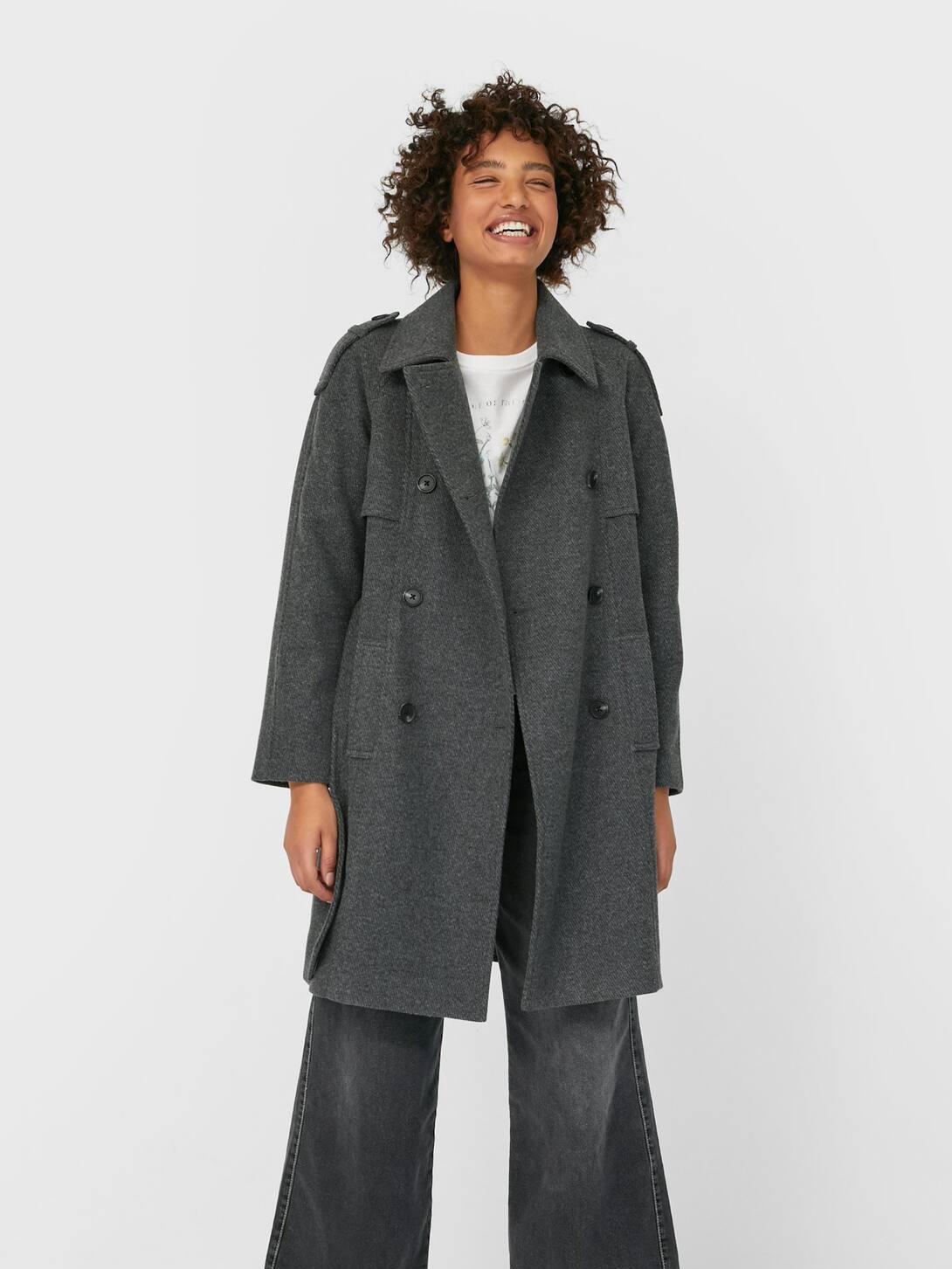 

Пальто Stradivarius 08897192250 M Серое