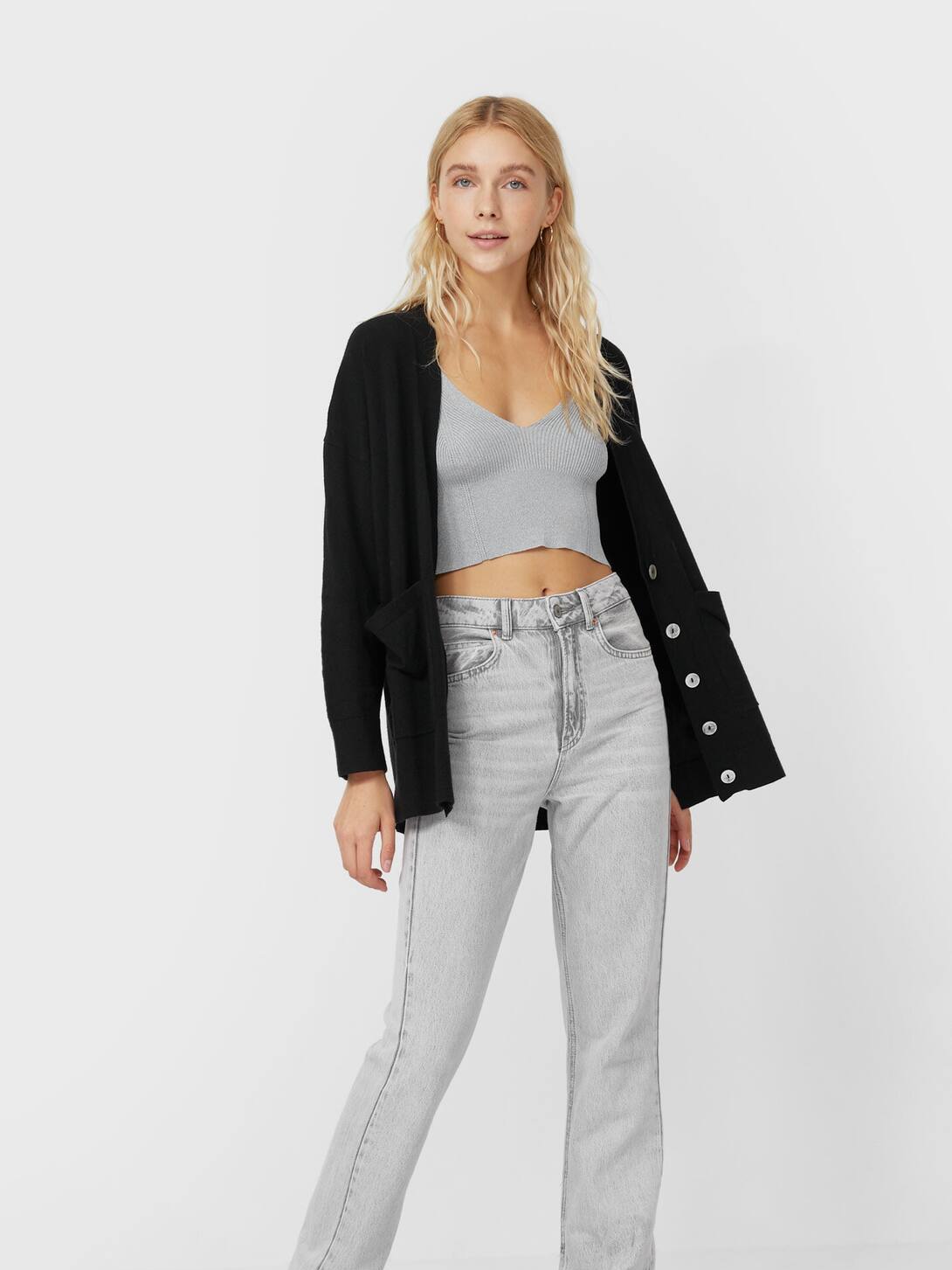 

Кардиган Stradivarius 05006835001 S Черный