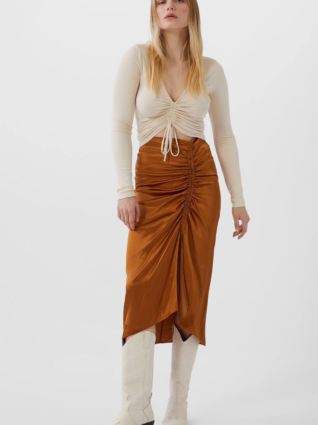 

Юбка Stradivarius 01254155440  Терракотовая, Юбка Stradivarius 01254155440 S Терракотовая