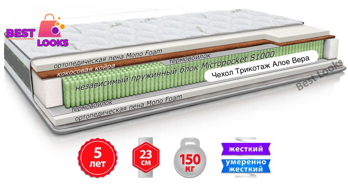 

Матрас ортопедический 160х190 Come-for Aloe Vera ФЛОРА