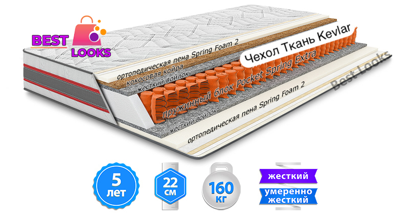 

Матрас ортопедический 180х200 Come-for Extra ХРОМ